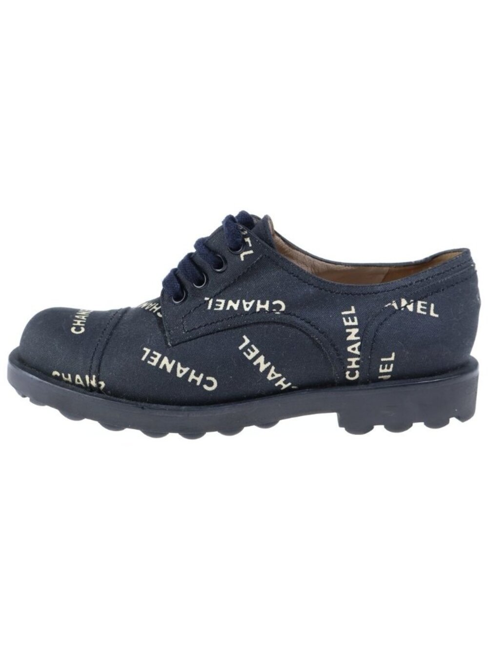 Chanel Logo Low-Top Sneakers Canvas Ground Black
